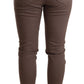 Chic Brown Skinny Mid Waist Cropped Pants - SEHABRANDS