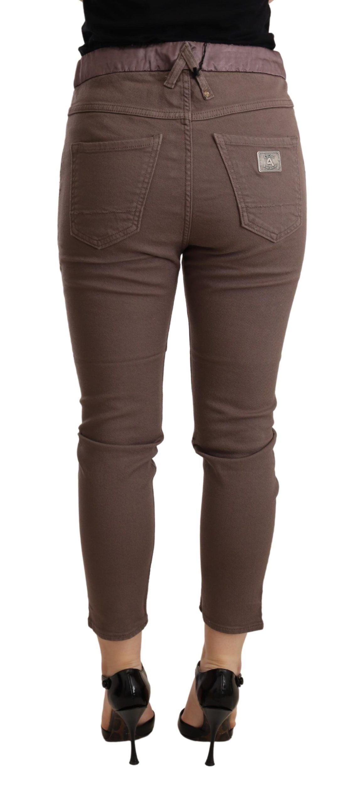 Chic Brown Skinny Mid Waist Cropped Pants - SEHABRANDS