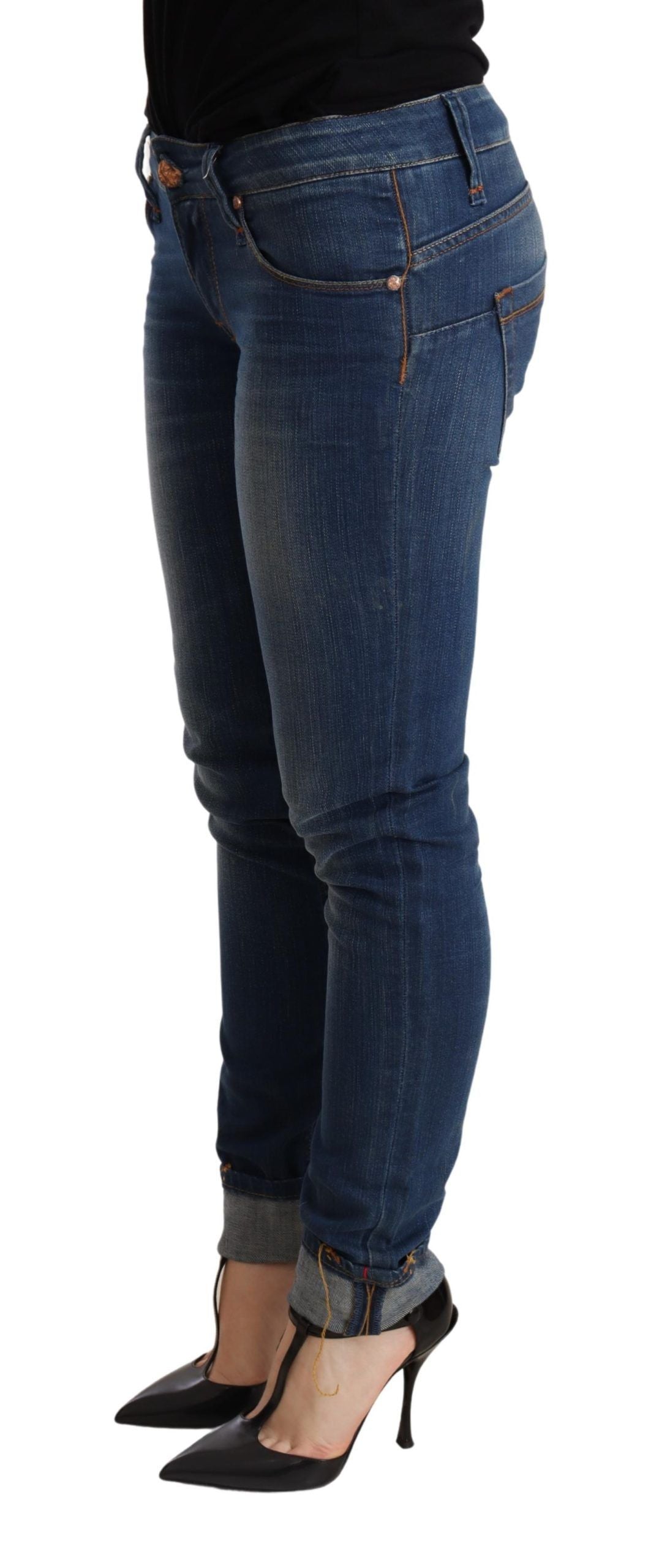 Chic Blue Washed Push-Up Skinny Jeans - SEHABRANDS