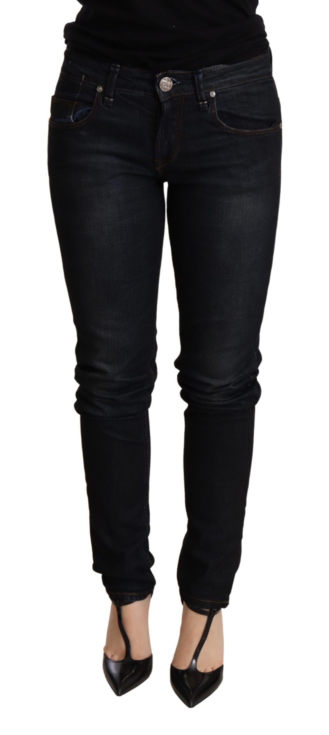 Chic Blue Washed Skinny Low Waist Jeans - SEHABRANDS