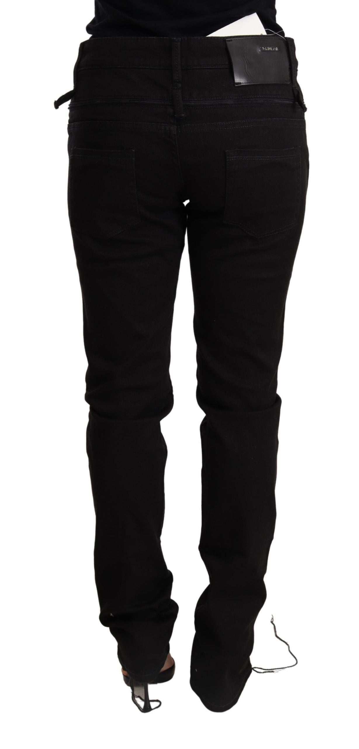 Chic Low Waist Skinny Black Denim - SEHABRANDS