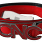 Chic Red Leather Waist Belt with Black-Tone Buckle - SEHABRANDS