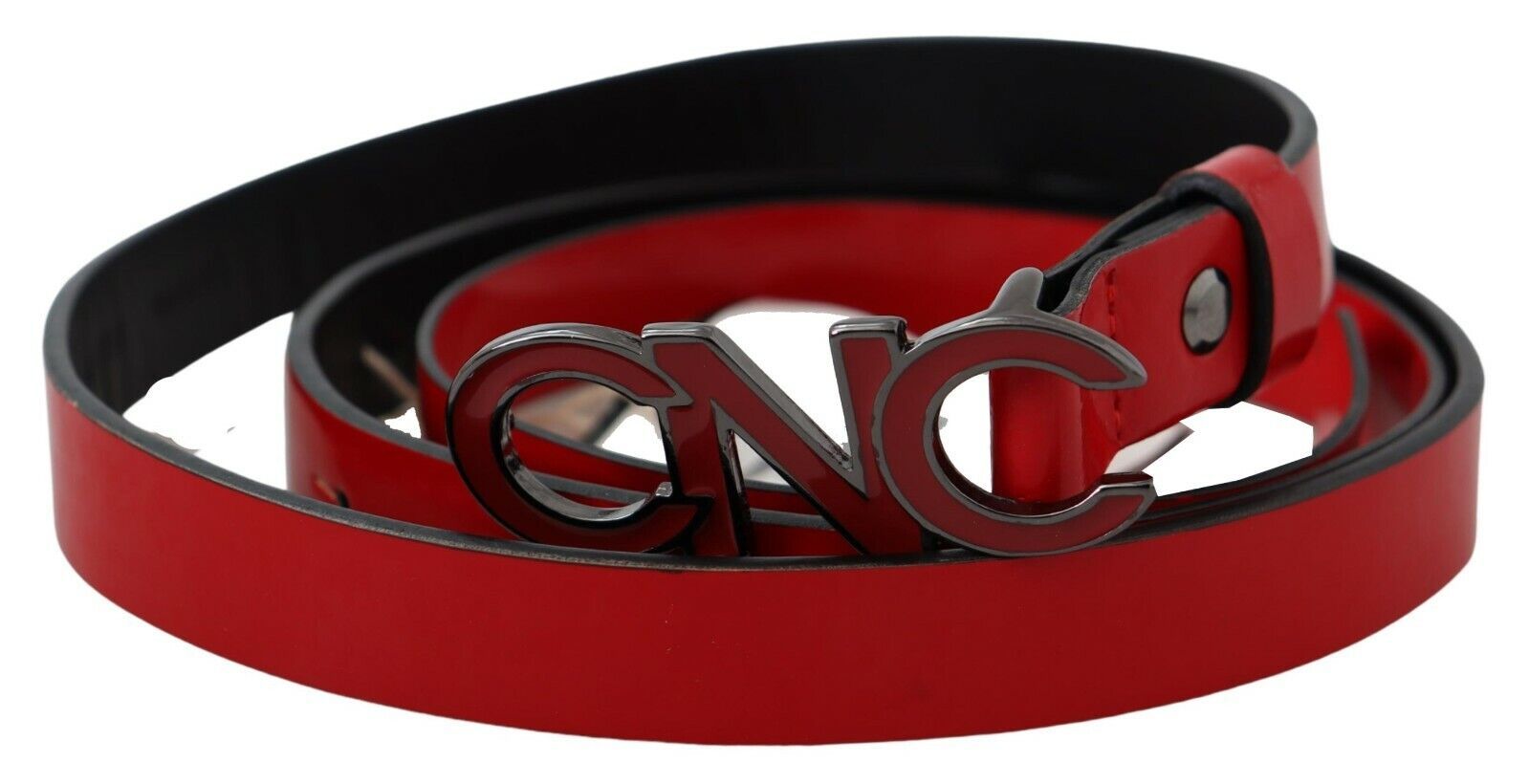 Chic Red Leather Waist Belt with Black-Tone Buckle - SEHABRANDS