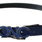 Sleek Dark Blue Leather Fashion Belt - SEHABRANDS