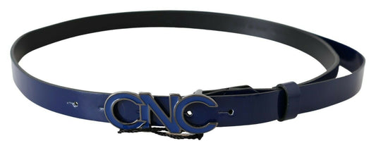 Sleek Dark Blue Leather Fashion Belt - SEHABRANDS