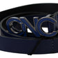 Sleek Dark Blue Leather Fashion Belt - SEHABRANDS