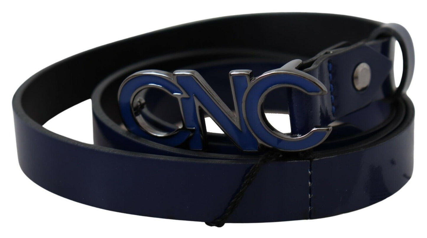 Sleek Dark Blue Leather Fashion Belt - SEHABRANDS