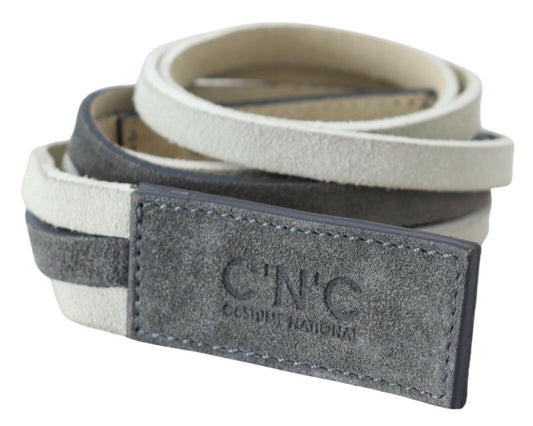 Chic White Leather Logo Belt - SEHABRANDS