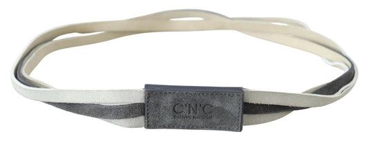 Chic White Leather Logo Belt - SEHABRANDS