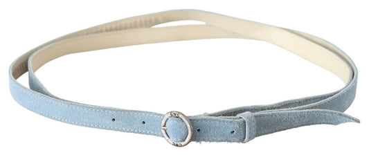 Chic Sky Blue Leather Belt - Buckle Up in Style - SEHABRANDS