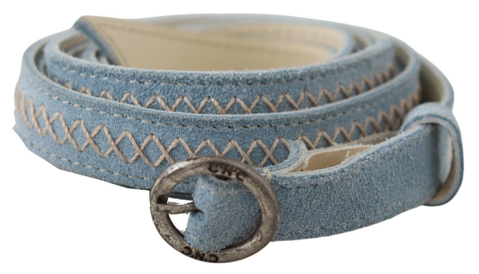 Chic Sky Blue Leather Belt - Buckle Up in Style - SEHABRANDS