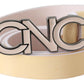 Chic Beige Logo Leather Belt - SEHABRANDS