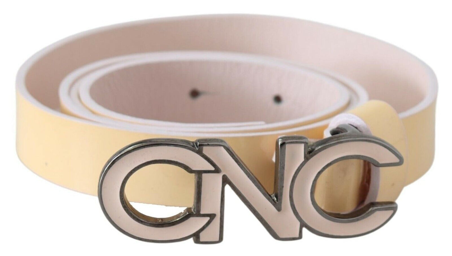 Chic Beige Logo Leather Belt - SEHABRANDS