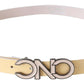 Chic Beige Logo Leather Belt - SEHABRANDS