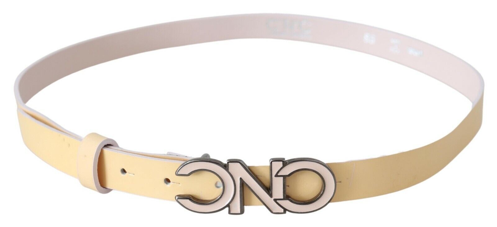 Chic Beige Logo Leather Belt - SEHABRANDS