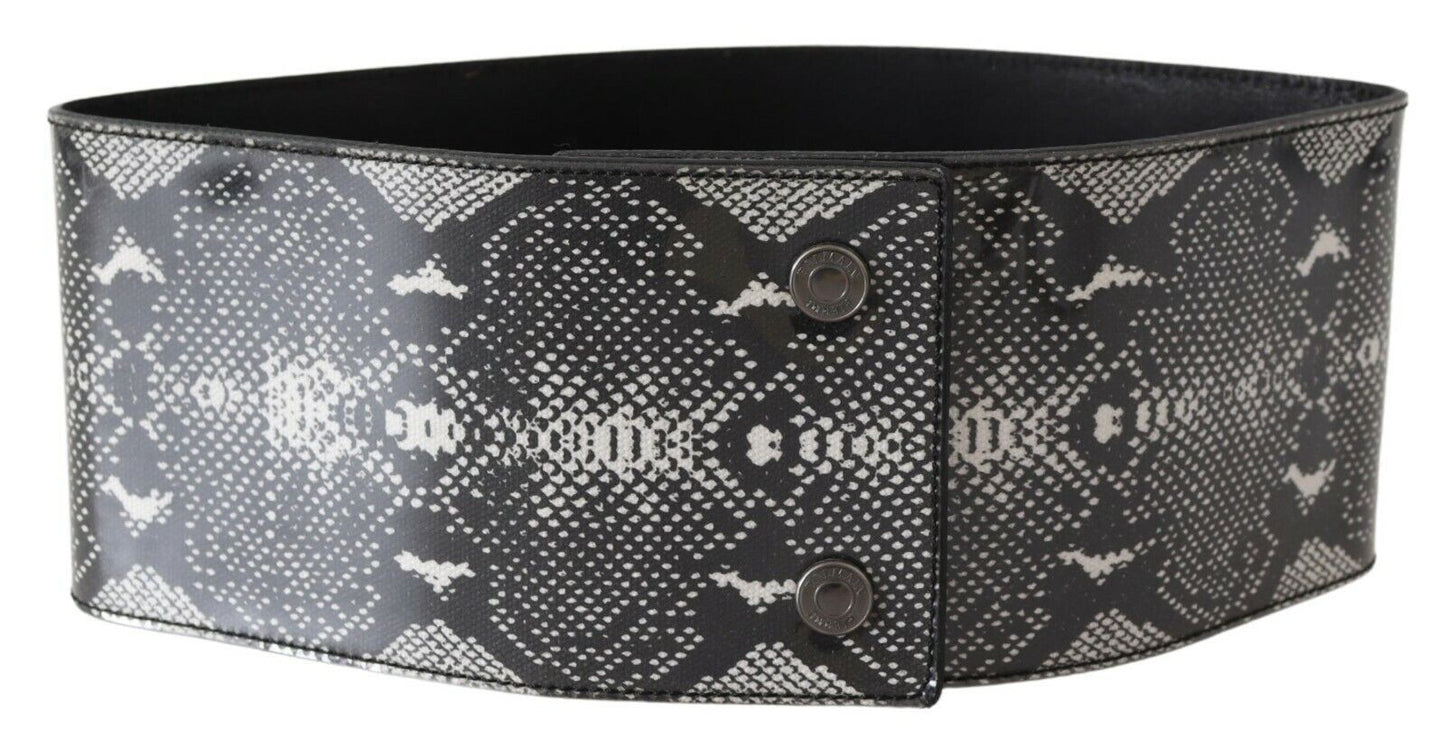 Classic Snakeskin Motif Leather Belt - SEHABRANDS