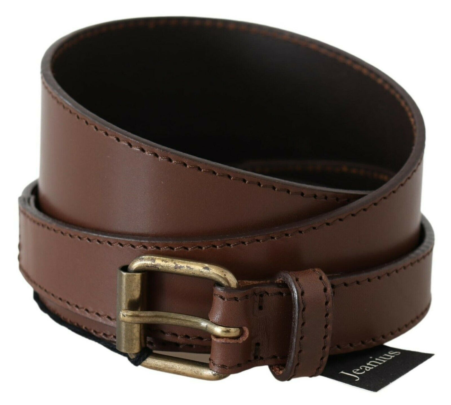 Chic Brown Leather Fashion Belt with Bronze-Tone Hardware - SEHABRANDS