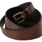 Chic Brown Leather Fashion Belt with Bronze-Tone Hardware - SEHABRANDS