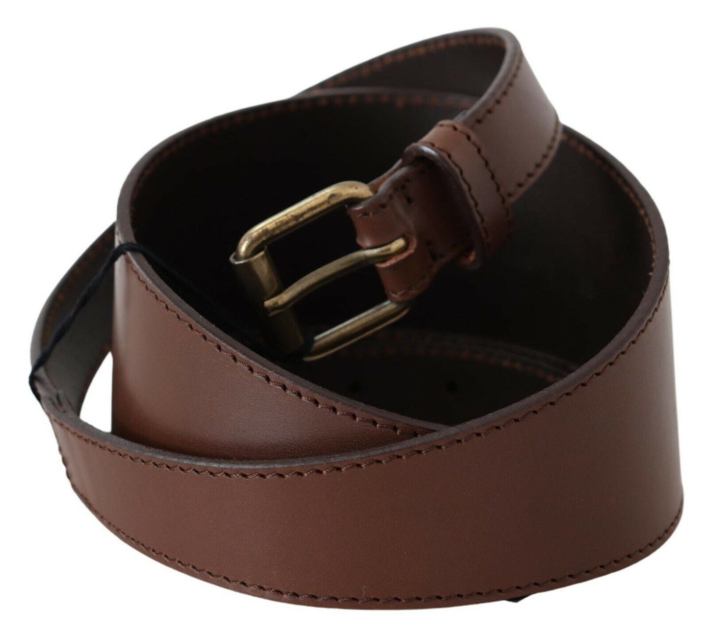 Chic Brown Leather Fashion Belt with Bronze-Tone Hardware - SEHABRANDS