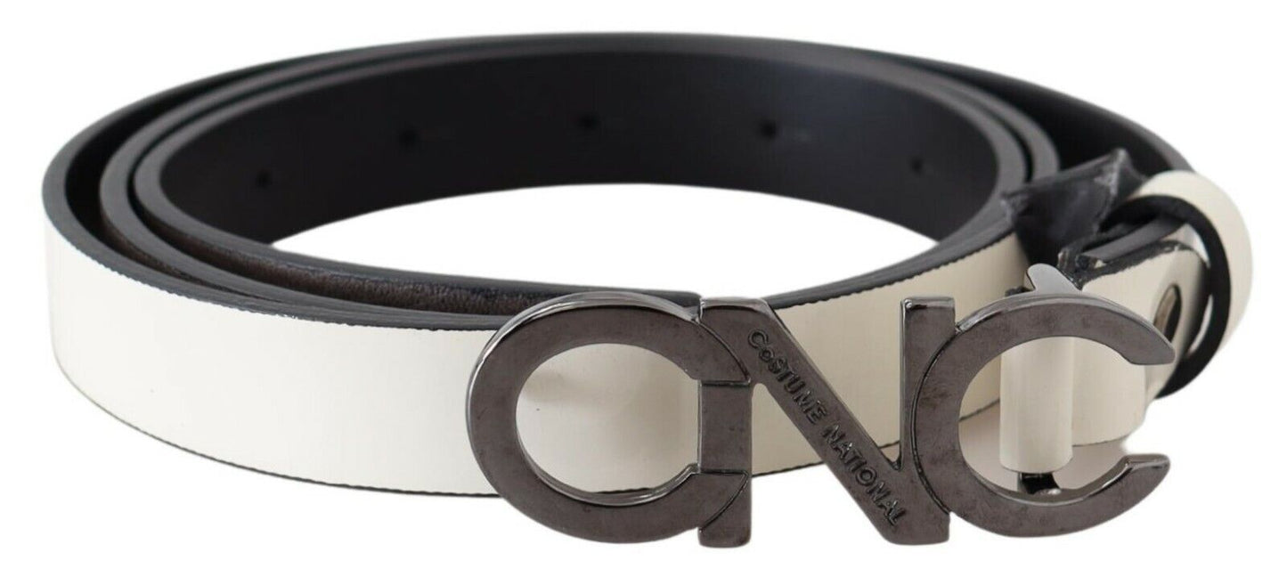 Metallic Gray Italian Leather Fashion Belt - SEHABRANDS