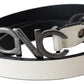 Metallic Gray Italian Leather Fashion Belt - SEHABRANDS