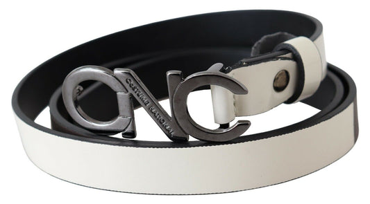 Metallic Gray Italian Leather Fashion Belt - SEHABRANDS