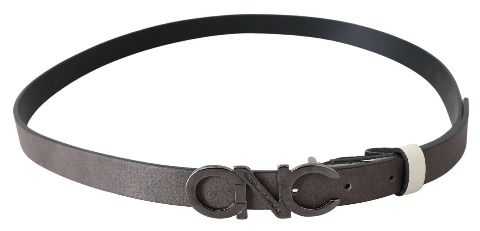 Metallic Gray Italian Leather Fashion Belt - SEHABRANDS