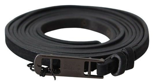 Elegant Black Leather Adjustable Belt - SEHABRANDS