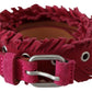 Elegant Maroon Double Buckle Leather Belt - SEHABRANDS