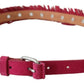 Elegant Maroon Double Buckle Leather Belt - SEHABRANDS