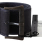 Elegant Navy Blue Leather Waist Belt - SEHABRANDS