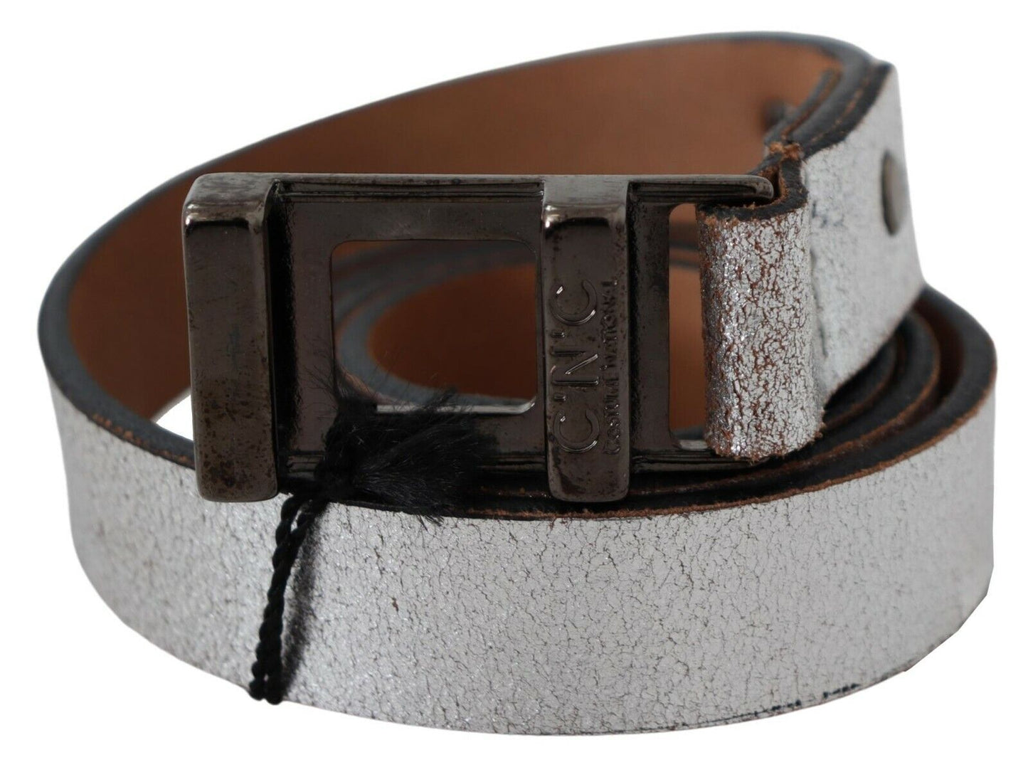 Elegant Silver Leather Fashion Belt - SEHABRANDS