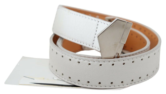 Elegant White Leather Fashion Belt - SEHABRANDS