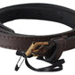 Elegant Brown Leather Fashion Belt with Gold-Tone Buckle - SEHABRANDS