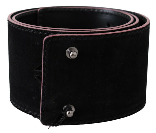 Elegant Wide Leather Fashion Belt with Metal Accents - SEHABRANDS