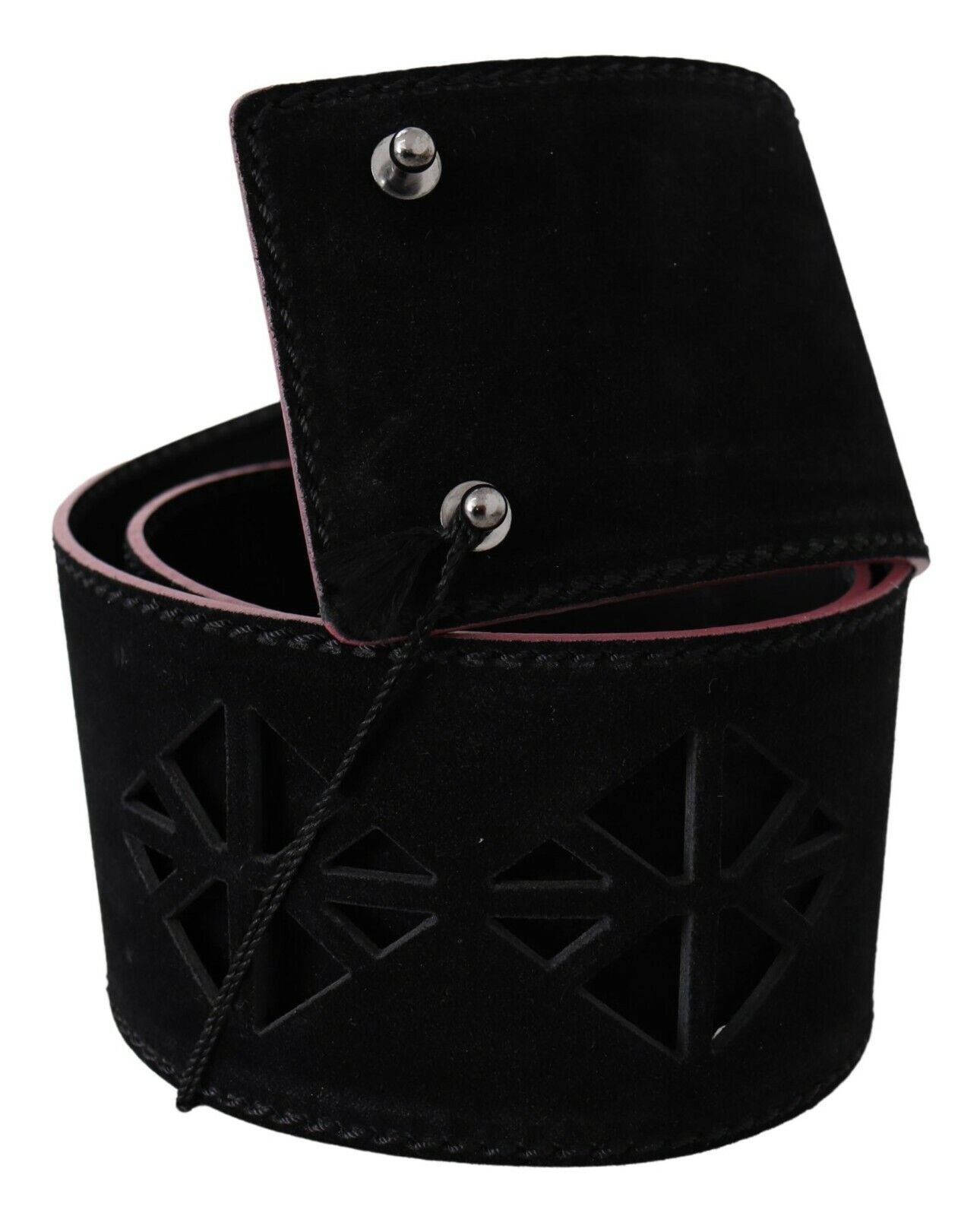 Elegant Wide Leather Fashion Belt with Metal Accents - SEHABRANDS