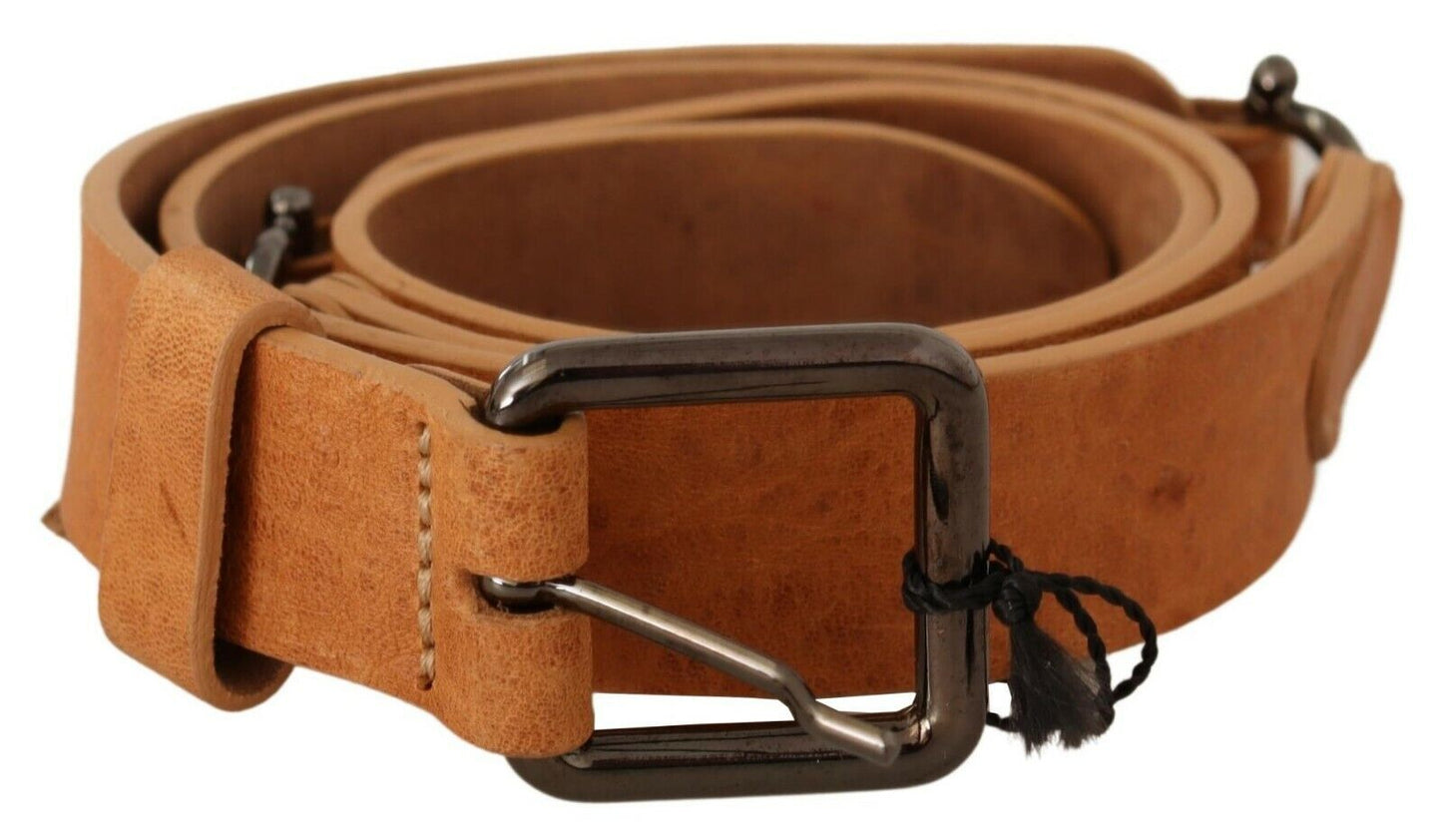 Elegant Light Brown Fashion Belt with Black-Tone Buckle - SEHABRANDS