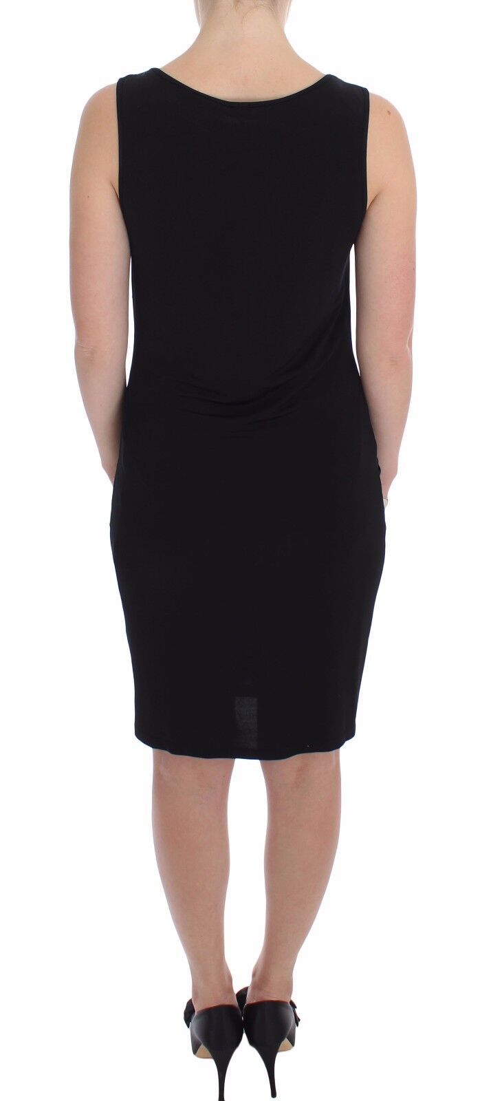 Elegant Black Sheath Jersey Knee-Length Dress - SEHABRANDS