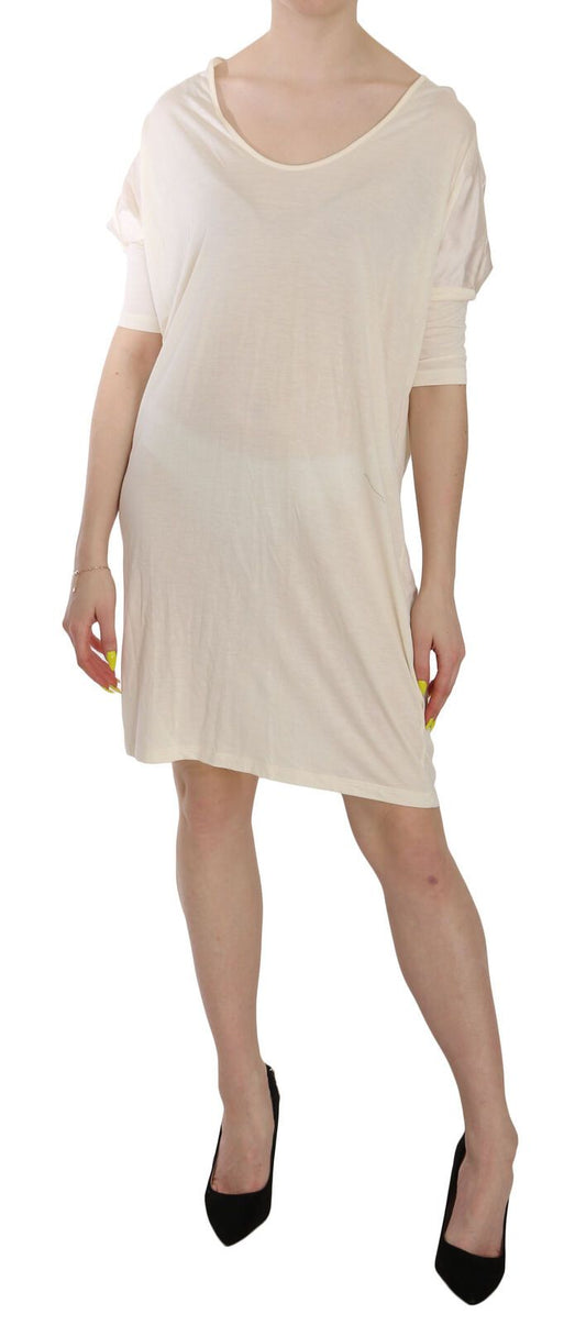 Chic Cream A-Line Elbow Sleeve Dress - SEHABRANDS