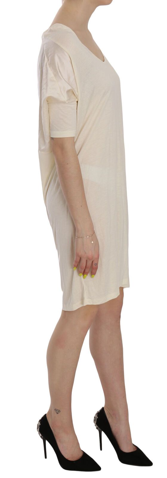 Chic Cream A-Line Elbow Sleeve Dress - SEHABRANDS