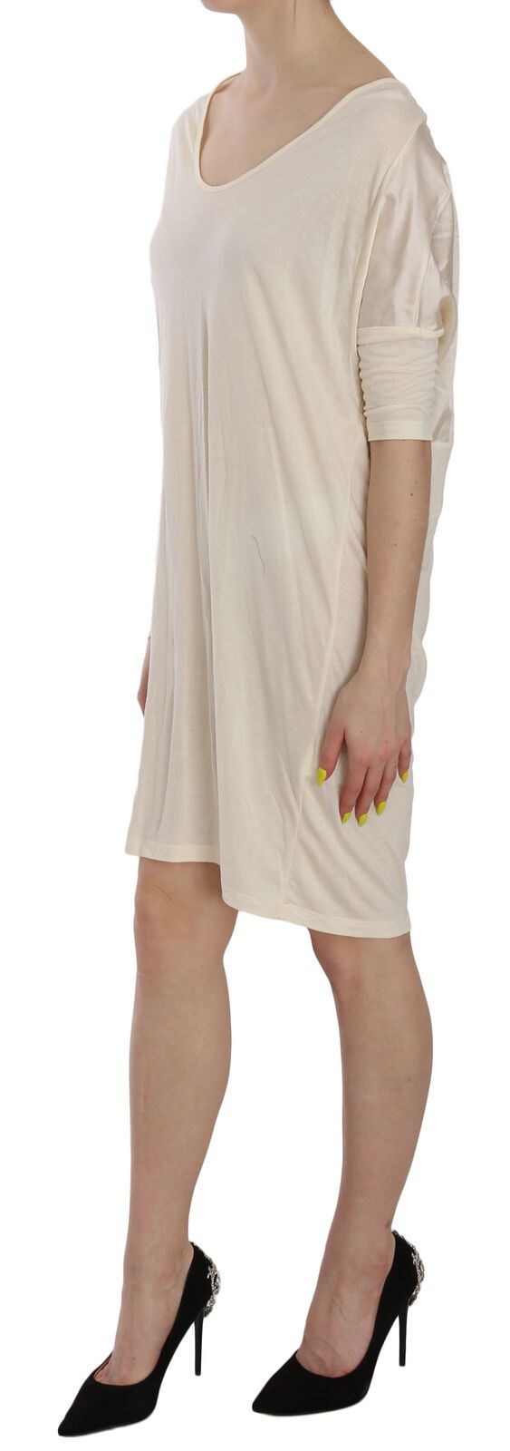 Chic Cream A-Line Elbow Sleeve Dress - SEHABRANDS