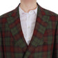 Elegant Checkered Double-Breasted Wool Blazer - SEHABRANDS