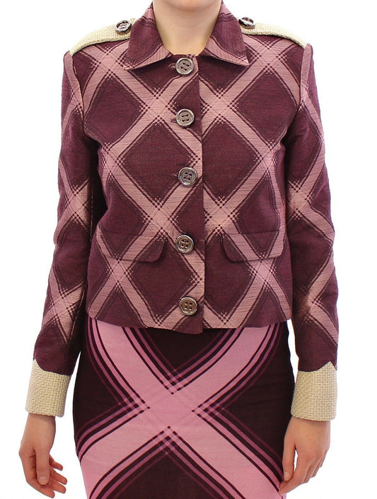 Elegant Multicolor Check Print Jacket - SEHABRANDS