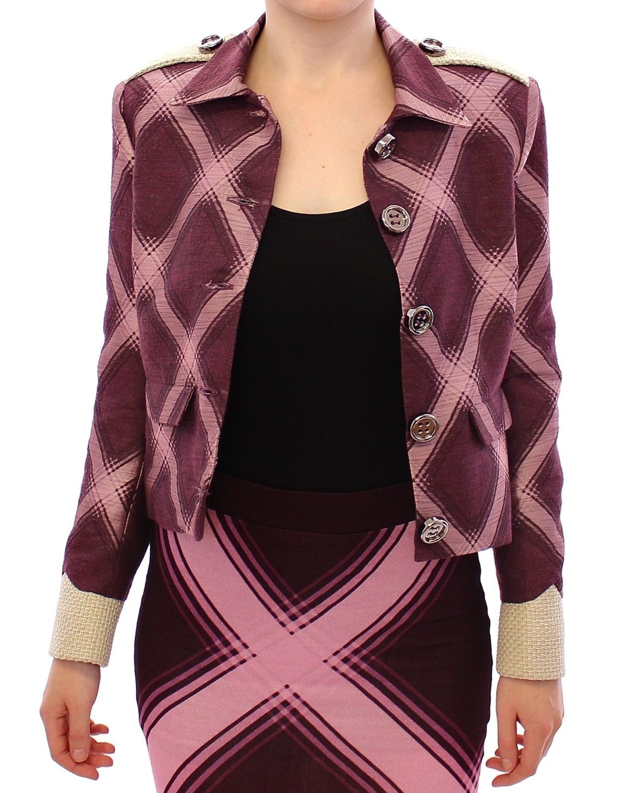 Elegant Multicolor Check Print Jacket - SEHABRANDS