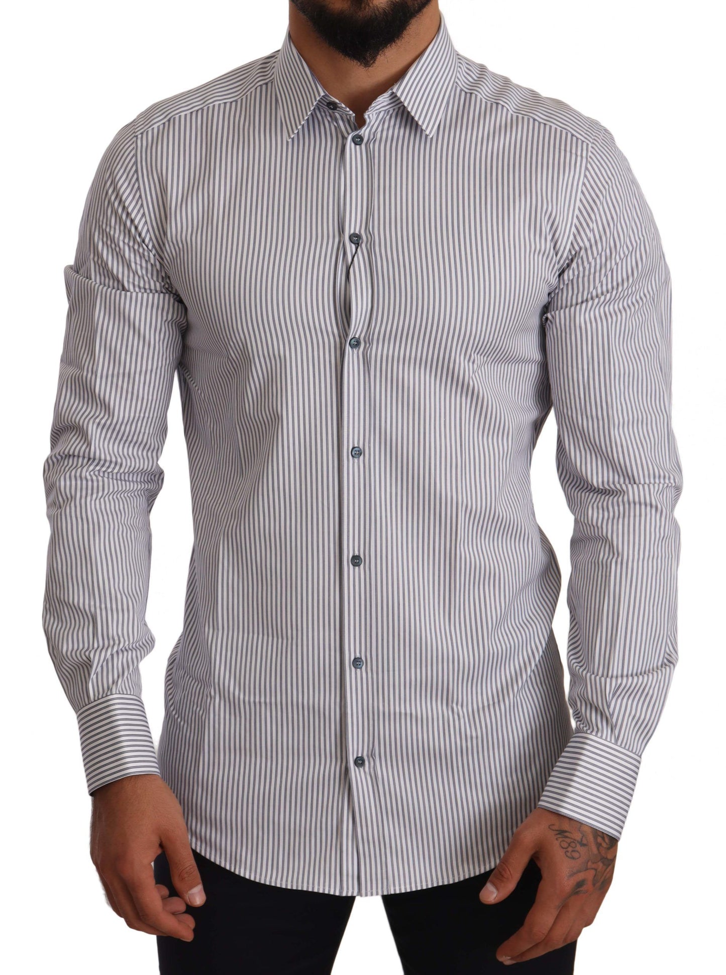 Dolce & Gabbana Elegant Slim Fit Striped Cotton Shirt