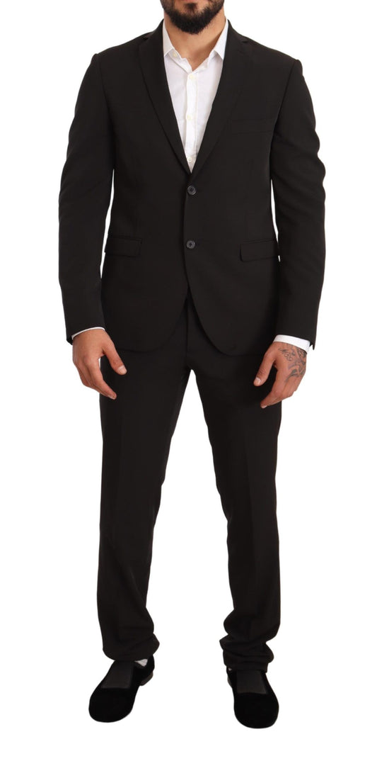 Elegant Black Slim Fit Two-Piece Suit - SEHABRANDS