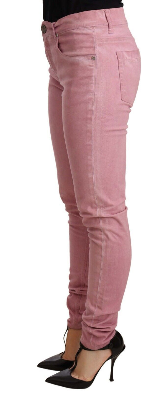 Elegant Slim Fit Pink Denim Jeans - SEHABRANDS