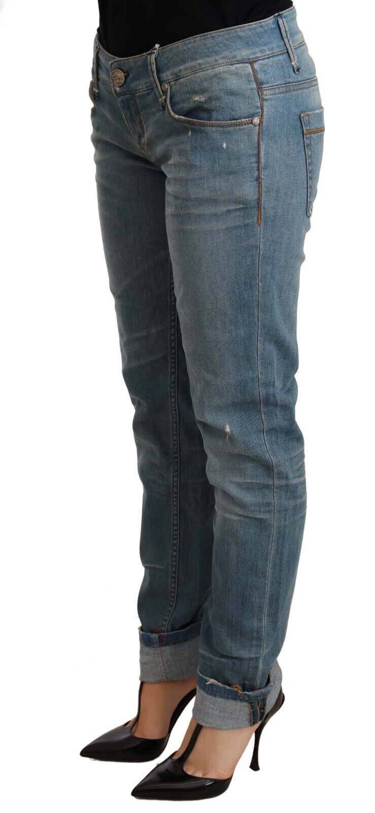 Chic Washed Cotton Denim with Folded Hem - SEHABRANDS