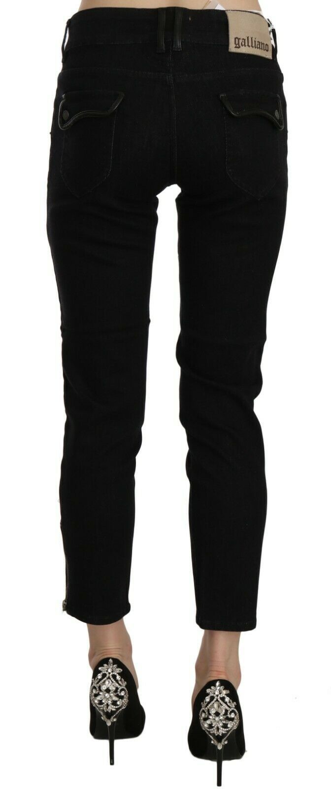 Chic Black Mid Waist Slim Cropped Jeans - SEHABRANDS