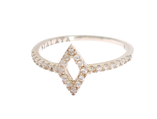 Elegant Silver CZ Crystal Studded Ring - SEHABRANDS